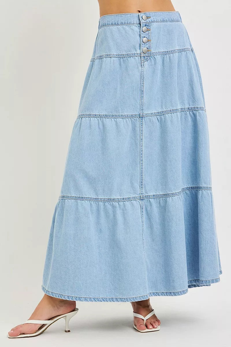Trendsi RISEN High Rise Ruffle Long Skirts -