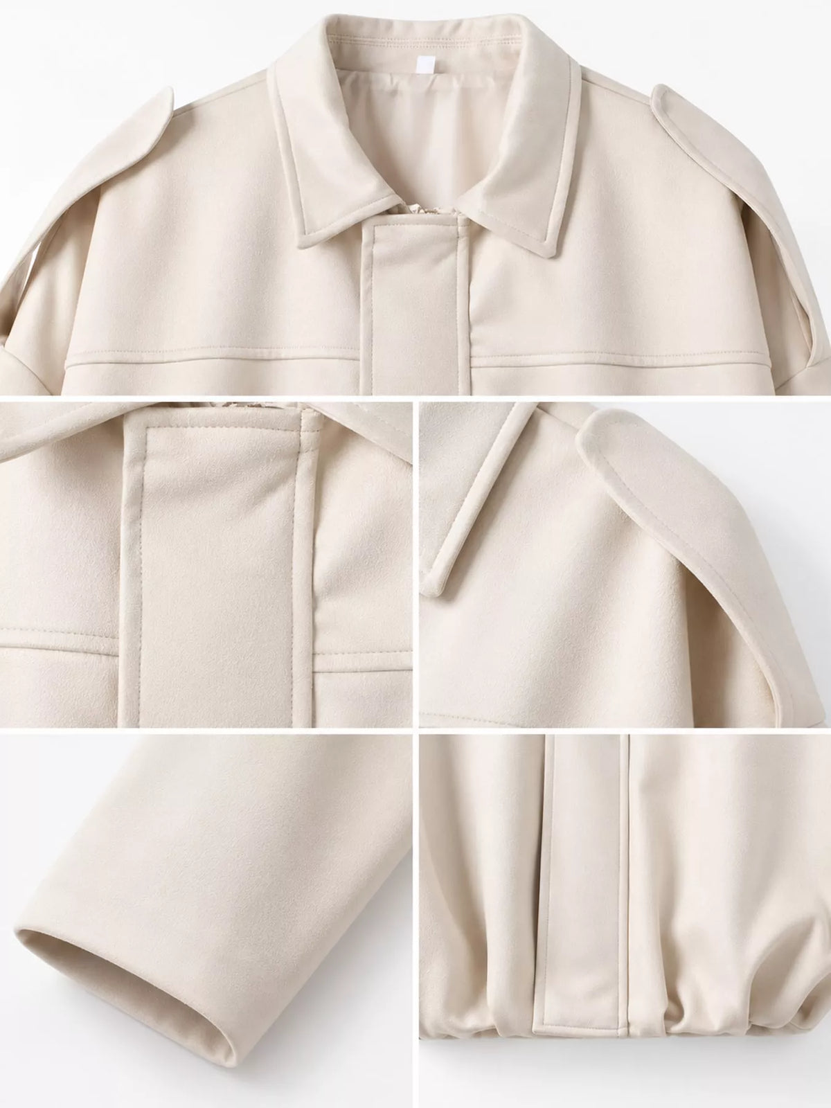 Cropped zip jacket, cream garment details