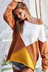 Trendsi BiBi Color Block Geometric Sweater -