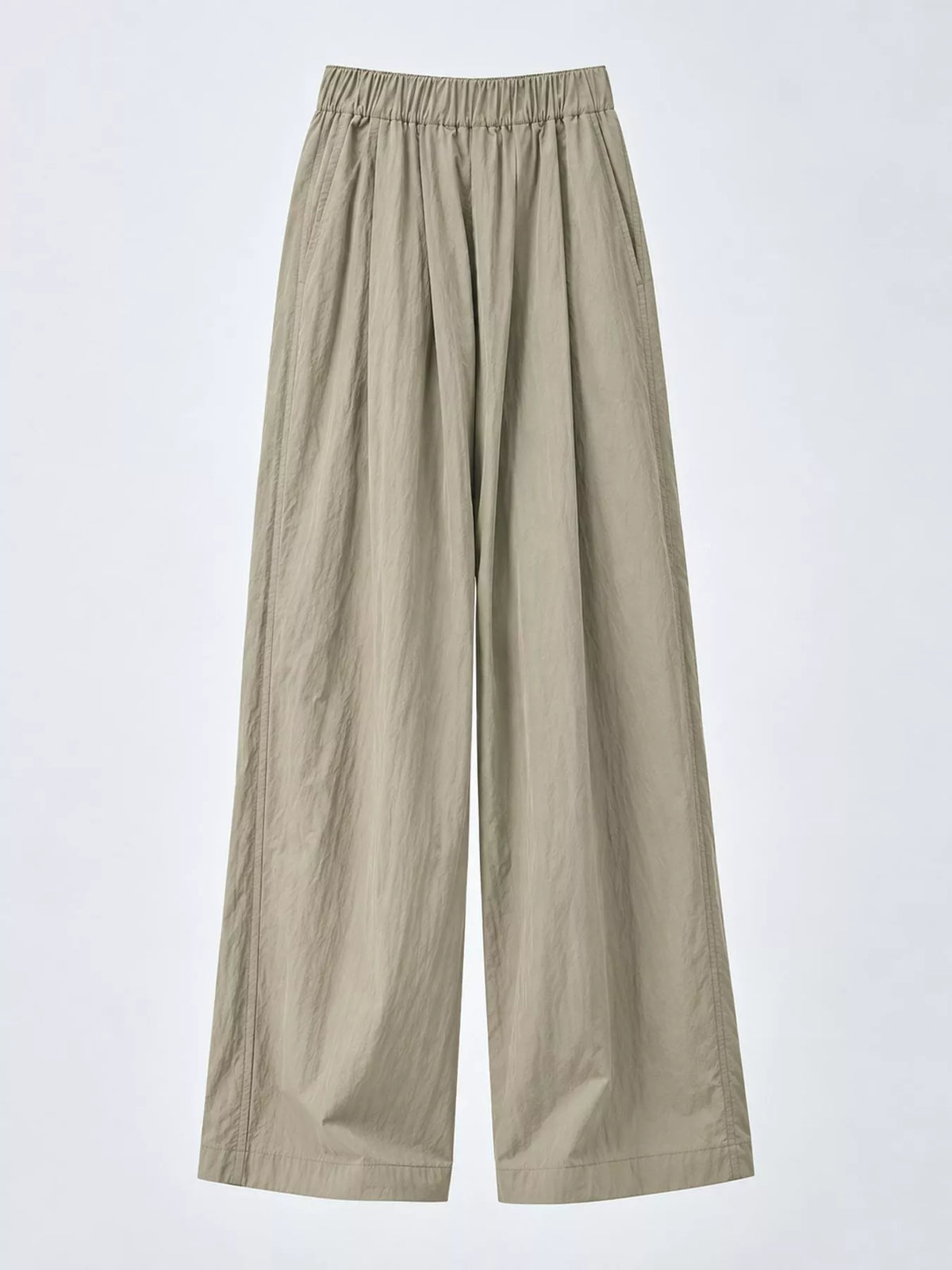 Women's High-Waisted Loose Fit Wide-Leg Casual Pants in taupe — flat lay view