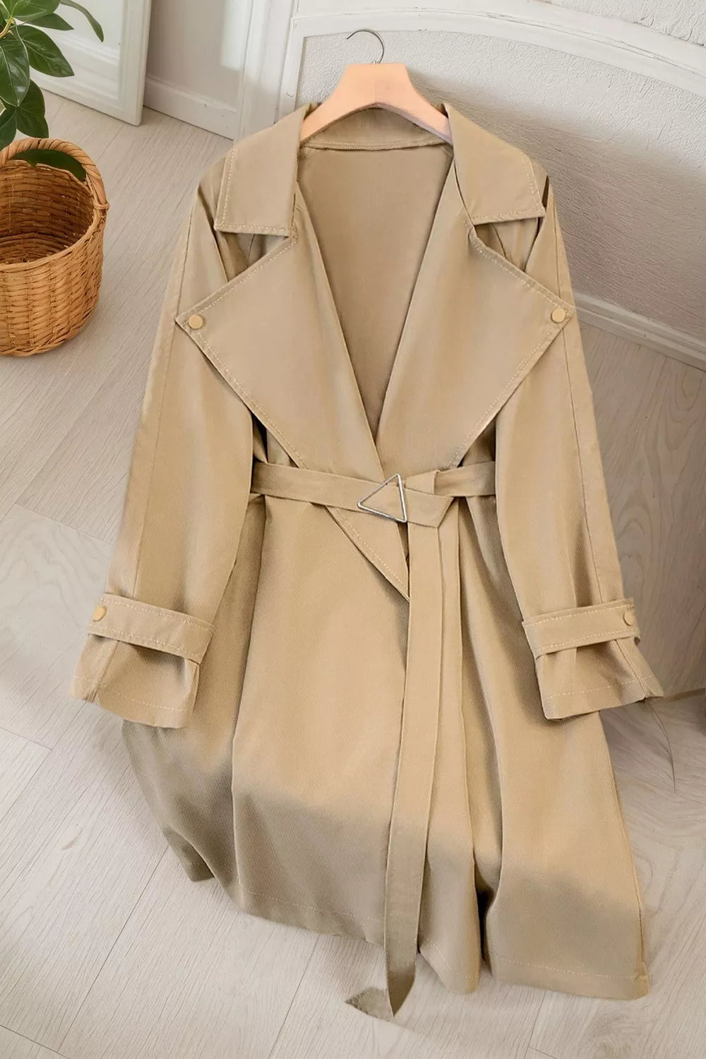 Trendsi Wide Lapels Belt Trench Coat -