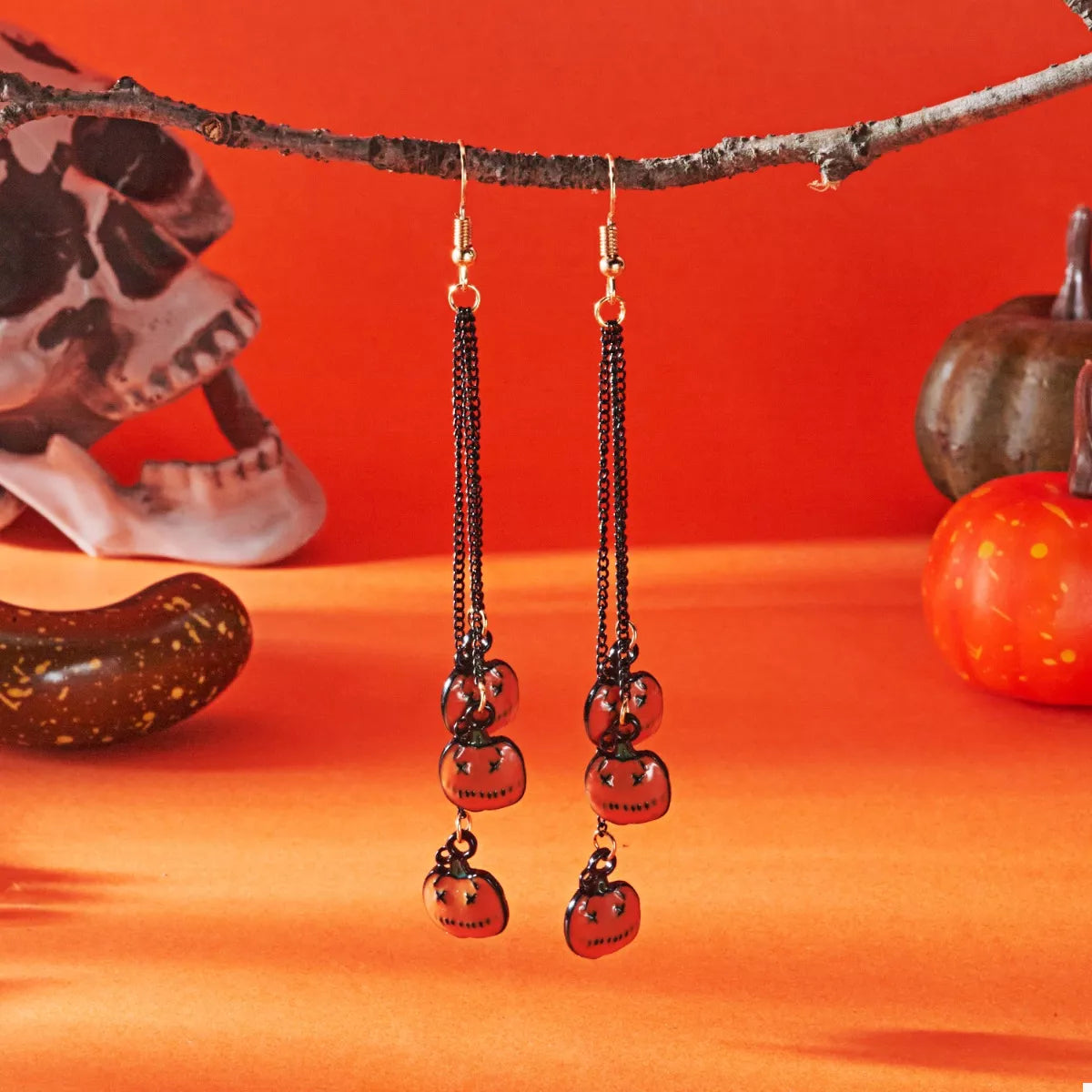 Trendsi Halloween Pumpkin Chain Drop Earrings -
