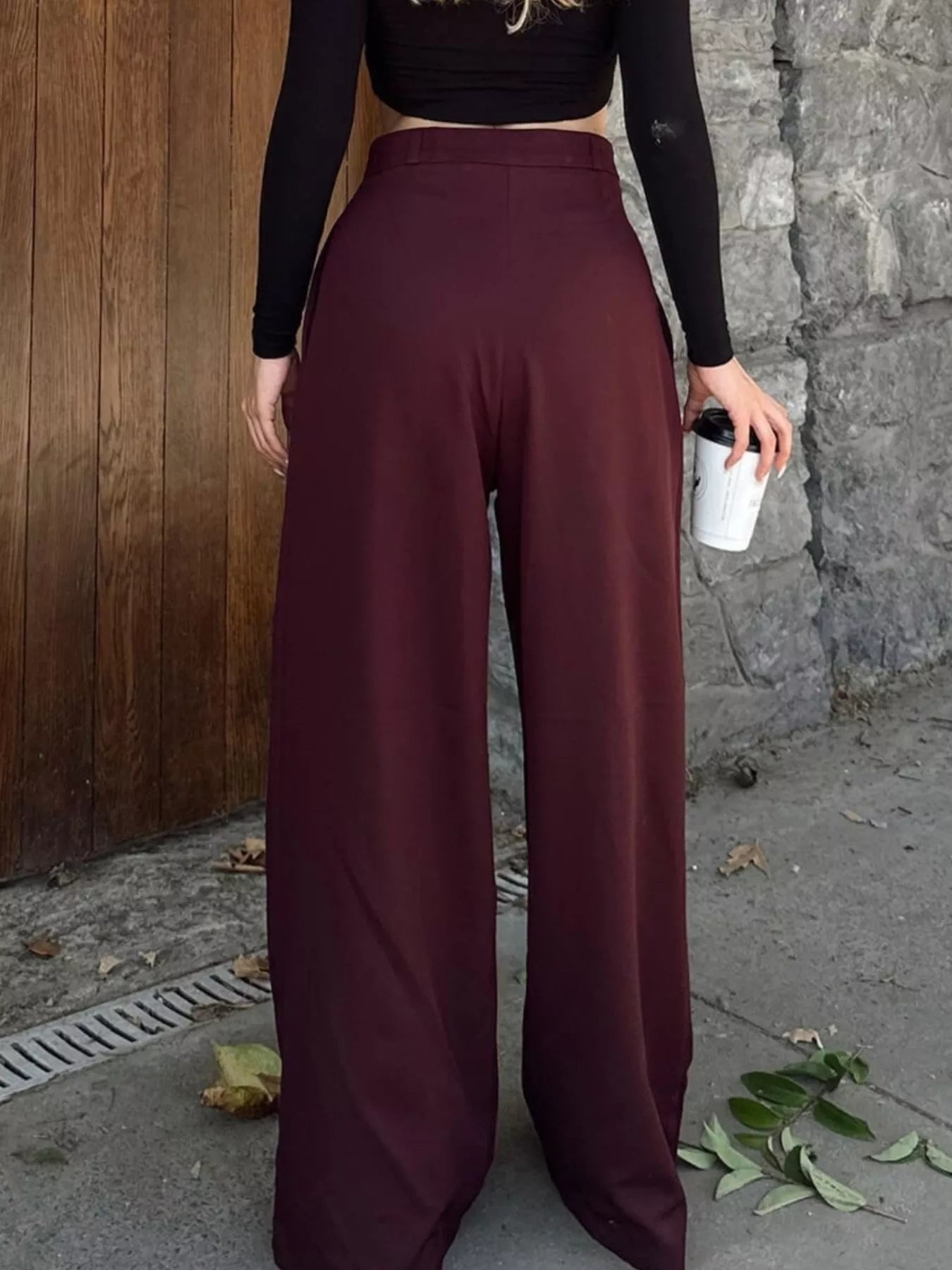 Trendsi High-Waisted Pleated Wide-Leg Pants -