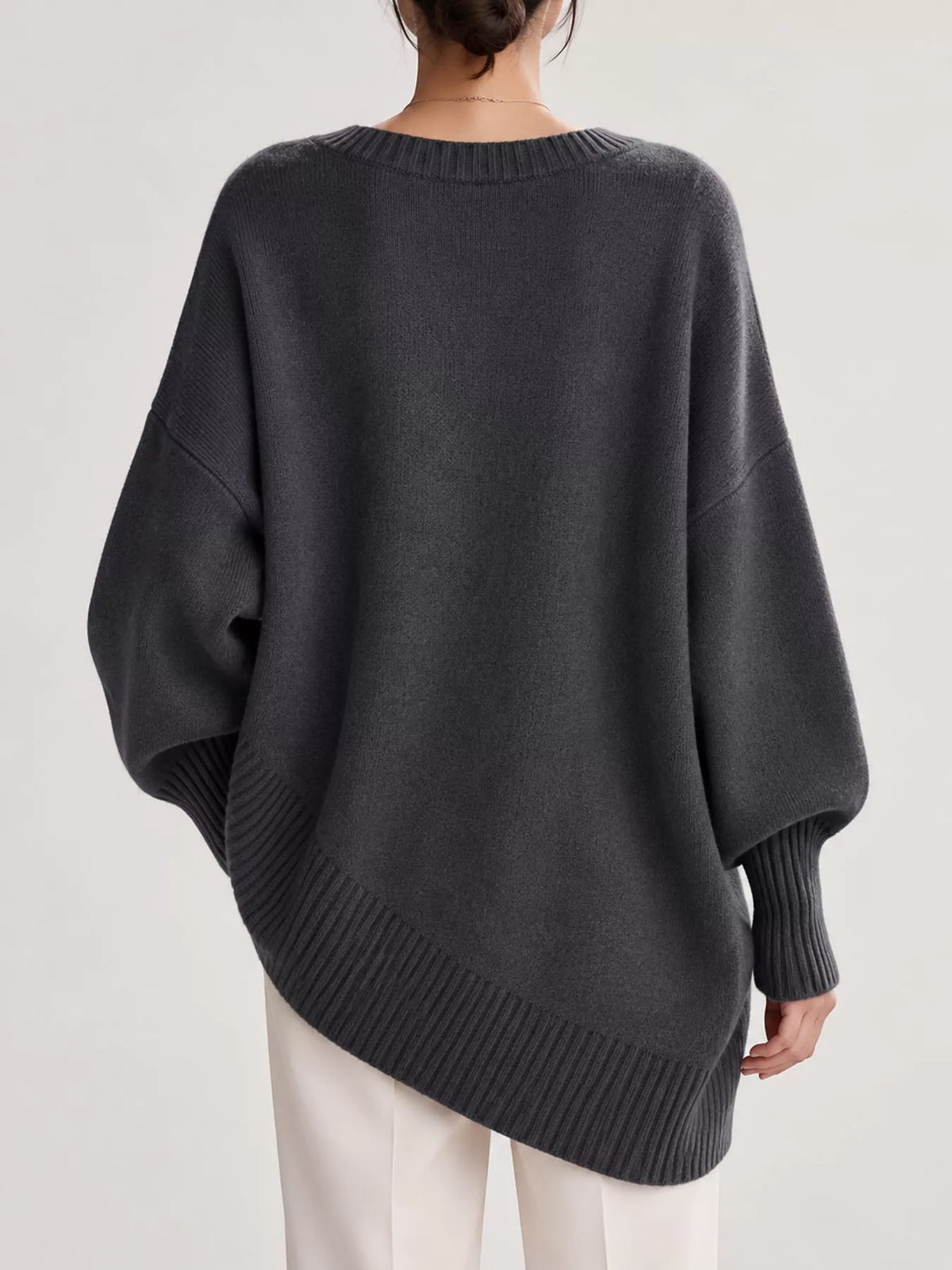 Batwing sweater, gray back