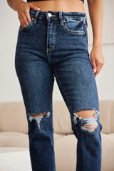 Trendsi RFM Crop Dylan Full Size Tummy Control Distressed High Waist Raw Hem Jeans -