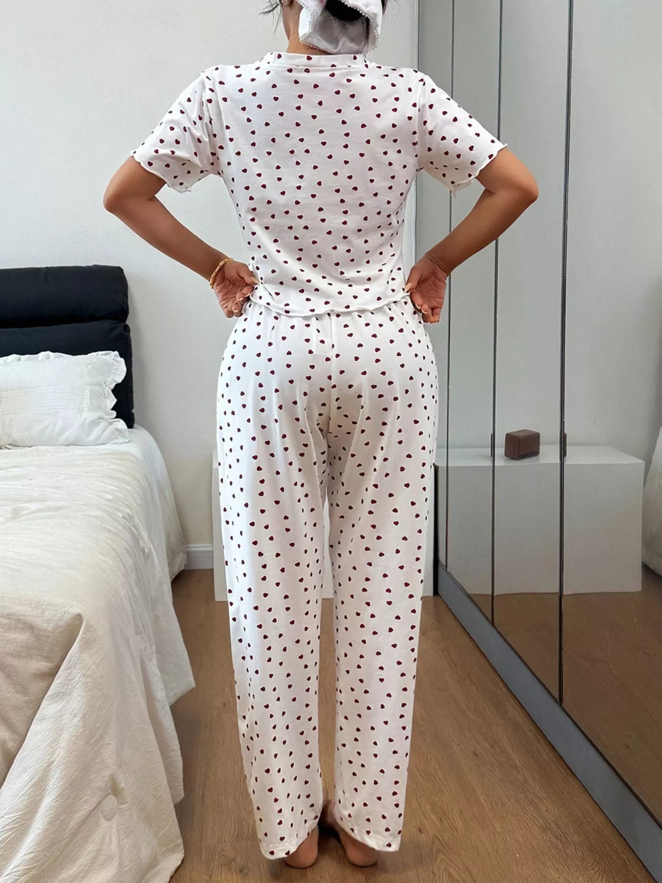 Trendsi Polka Dot Short Sleeve Top and Shorts Set -