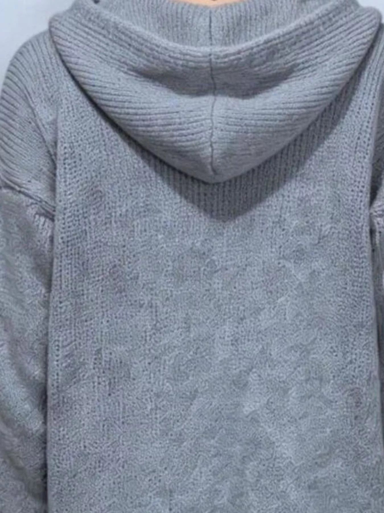 Trendsi Full Size Casual Hooded Button-Down Knit Cardigan Plus Size -