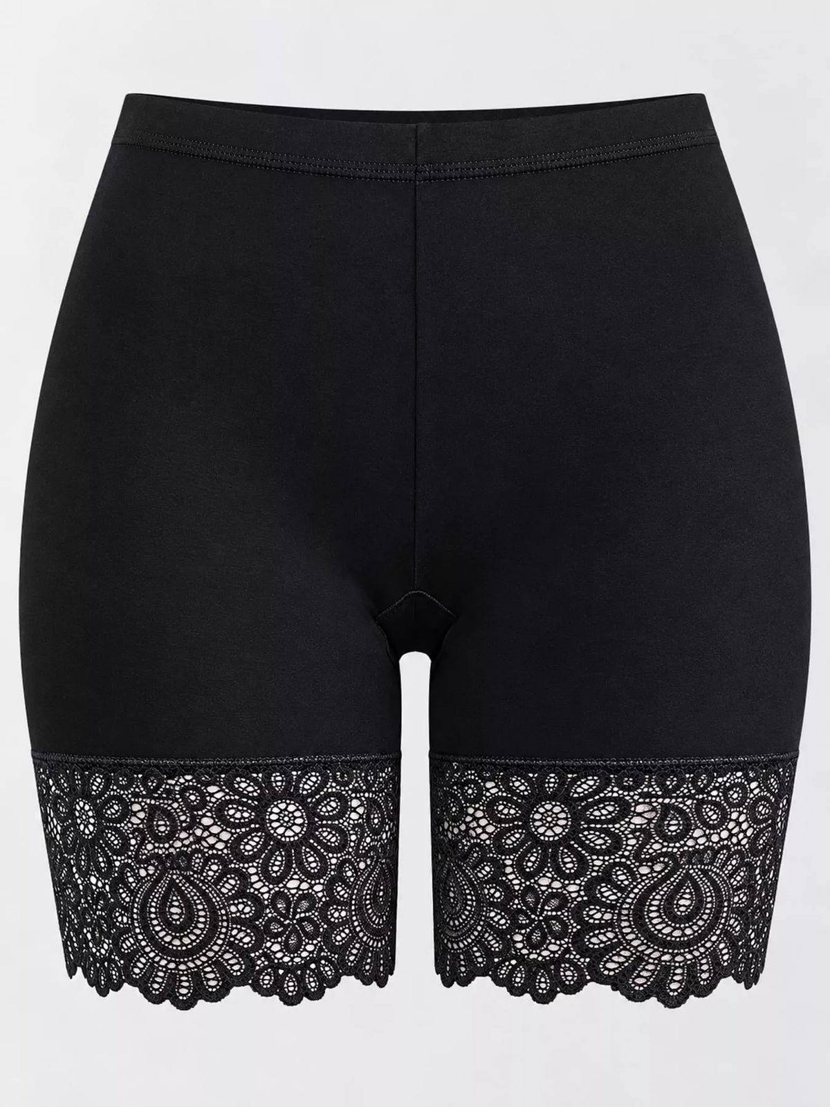 Lace-trim underpants, black front lace hem