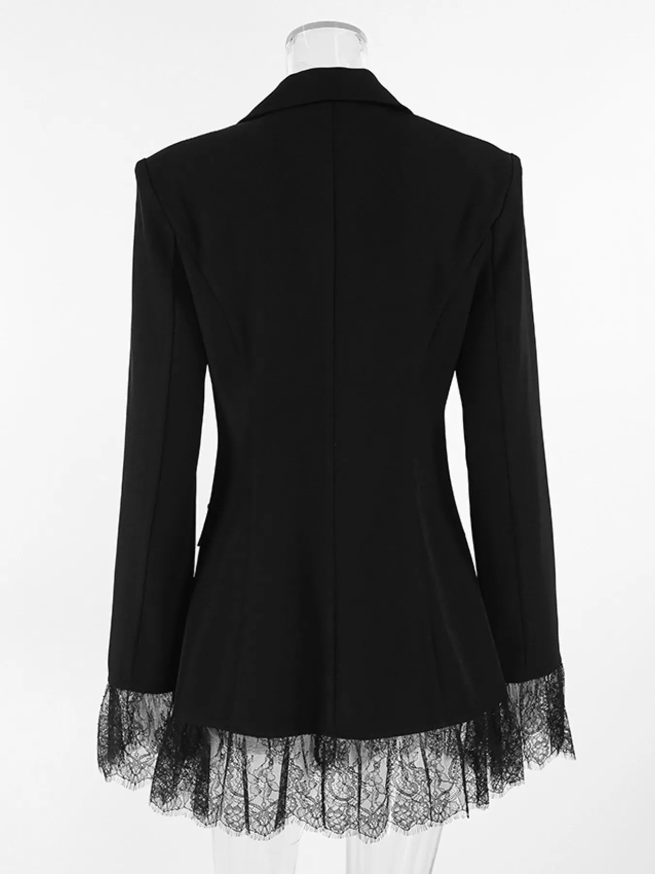Trendsi Lace Hem Lapel Collar Blazer -