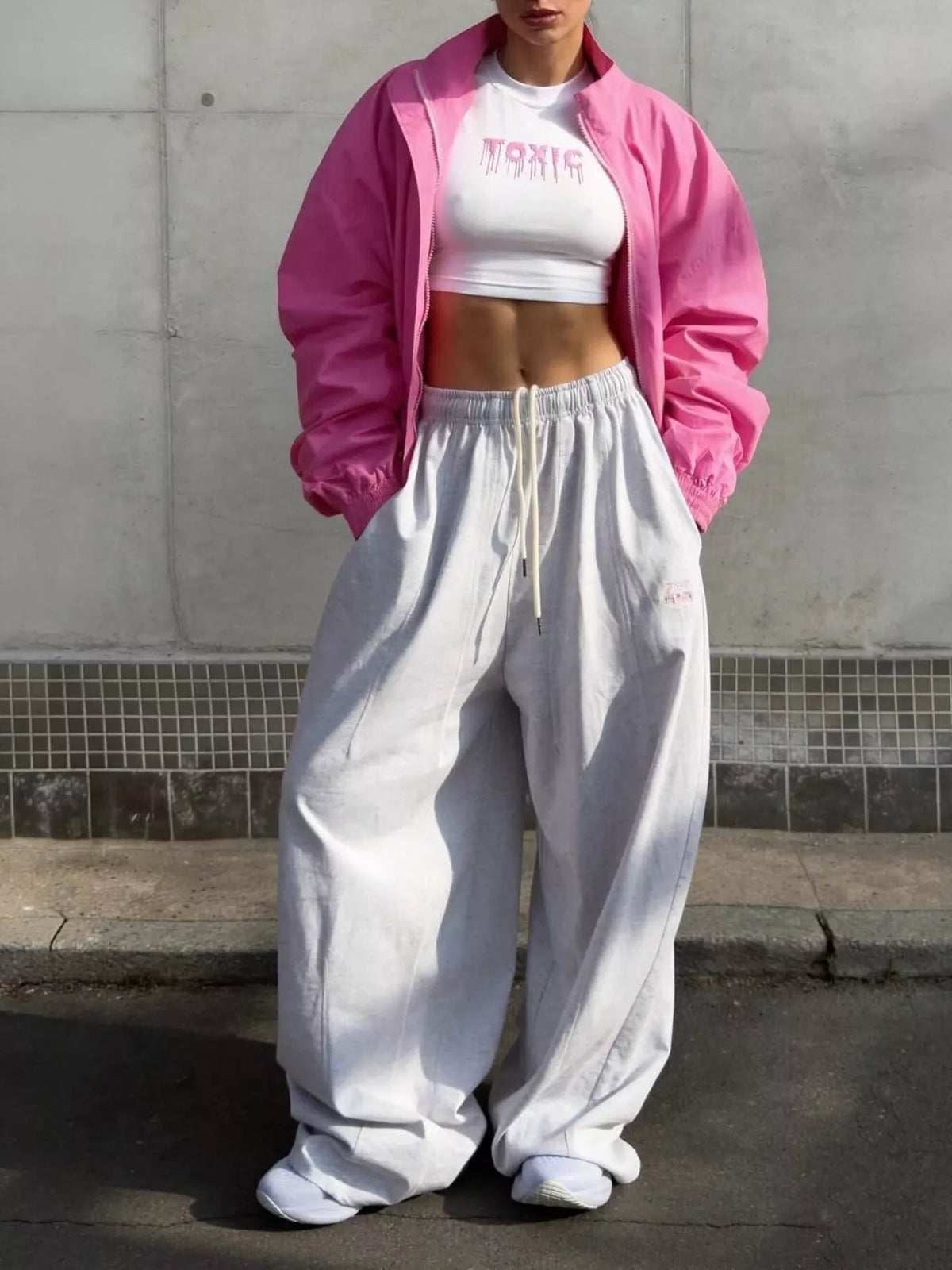 Trendsi Zip Up Oversized Bomber Jacket -