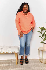 Trendsi Double Take Quarter-Snap Dropped Shoulder Hoodie -