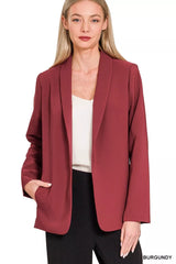 Trendsi Zenana Woven Long Sleeve Blazer With Lining -