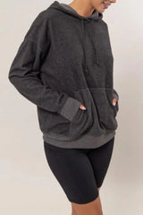 Trendsi HYFVE Brushed Long Sleeve Hoodie with Kangaroo Pocket -