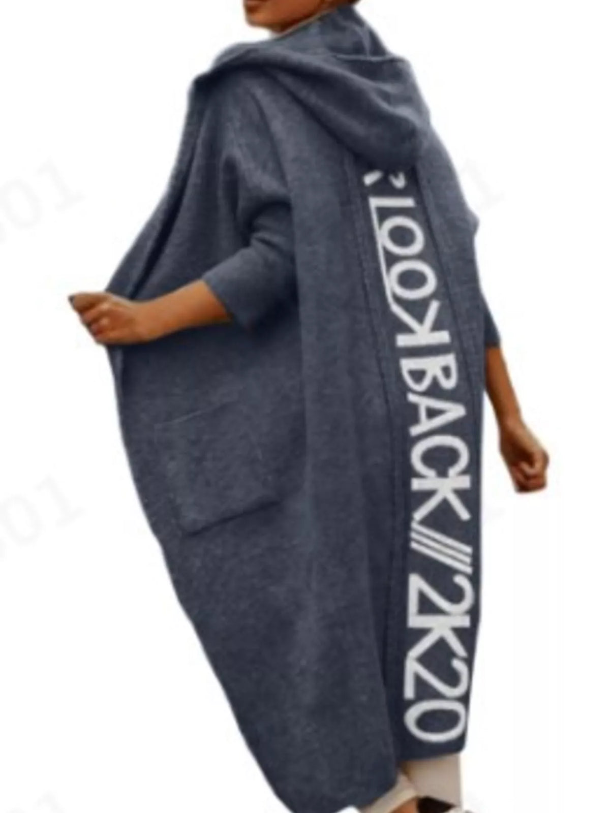 Women's Letter Back Hooded Cardigan in Rust Red, front view