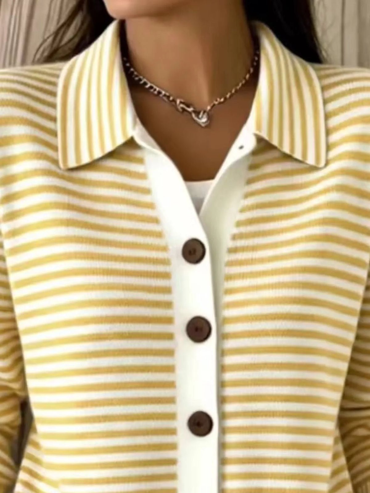 Trendsi Full Size Striped Button-Down Knit Cardigan Plus Size -