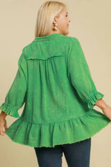 Trendsi Umgee Full Size Mineral Washed Cotton Gauze Top Plus Size -