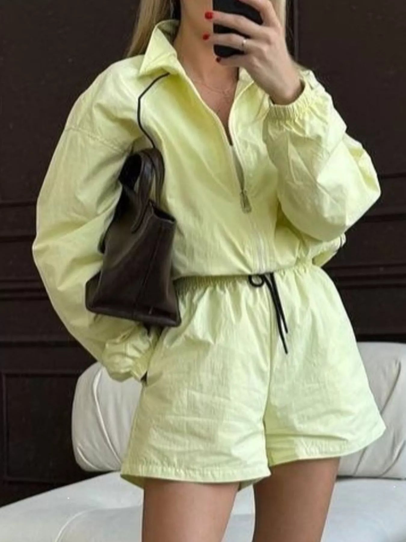 Trendsi Zip-Up Jacket and Shorts Two-Piece Set -