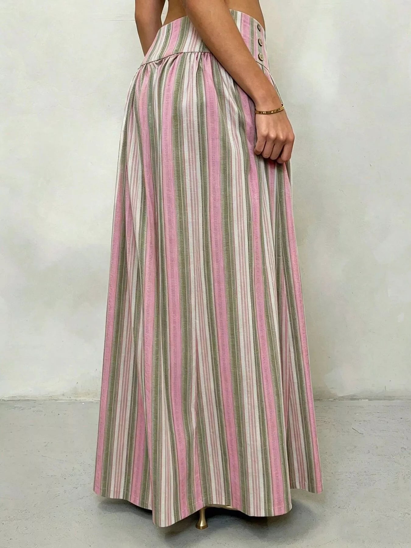 Trendsi High-Waisted Striped Wide-Leg Casual Pants -