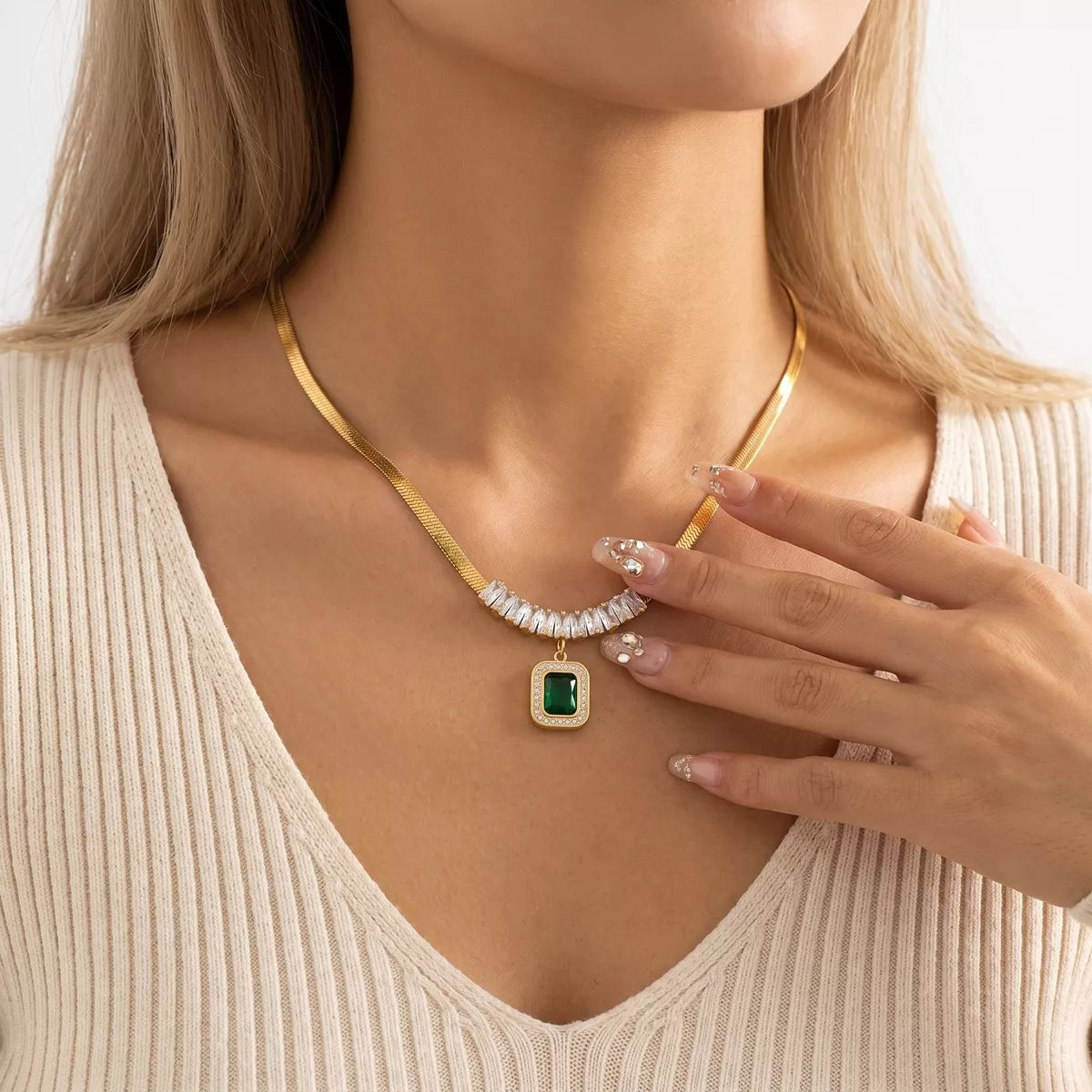 Zircon Jewelry Set, shown worn