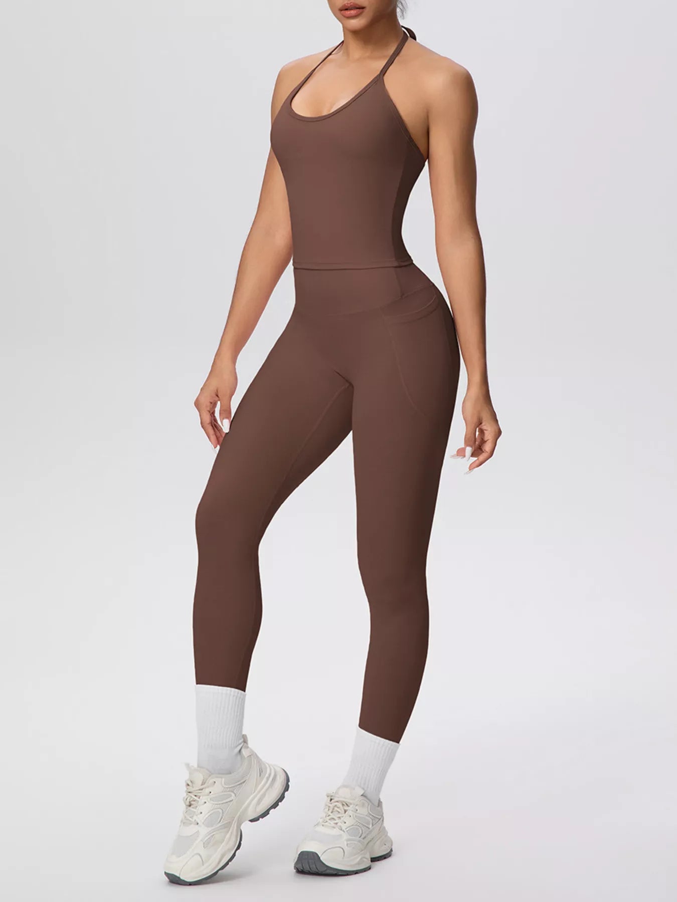Trendsi Halter Neck Cami and High-Waisted Leggings Active Set -
