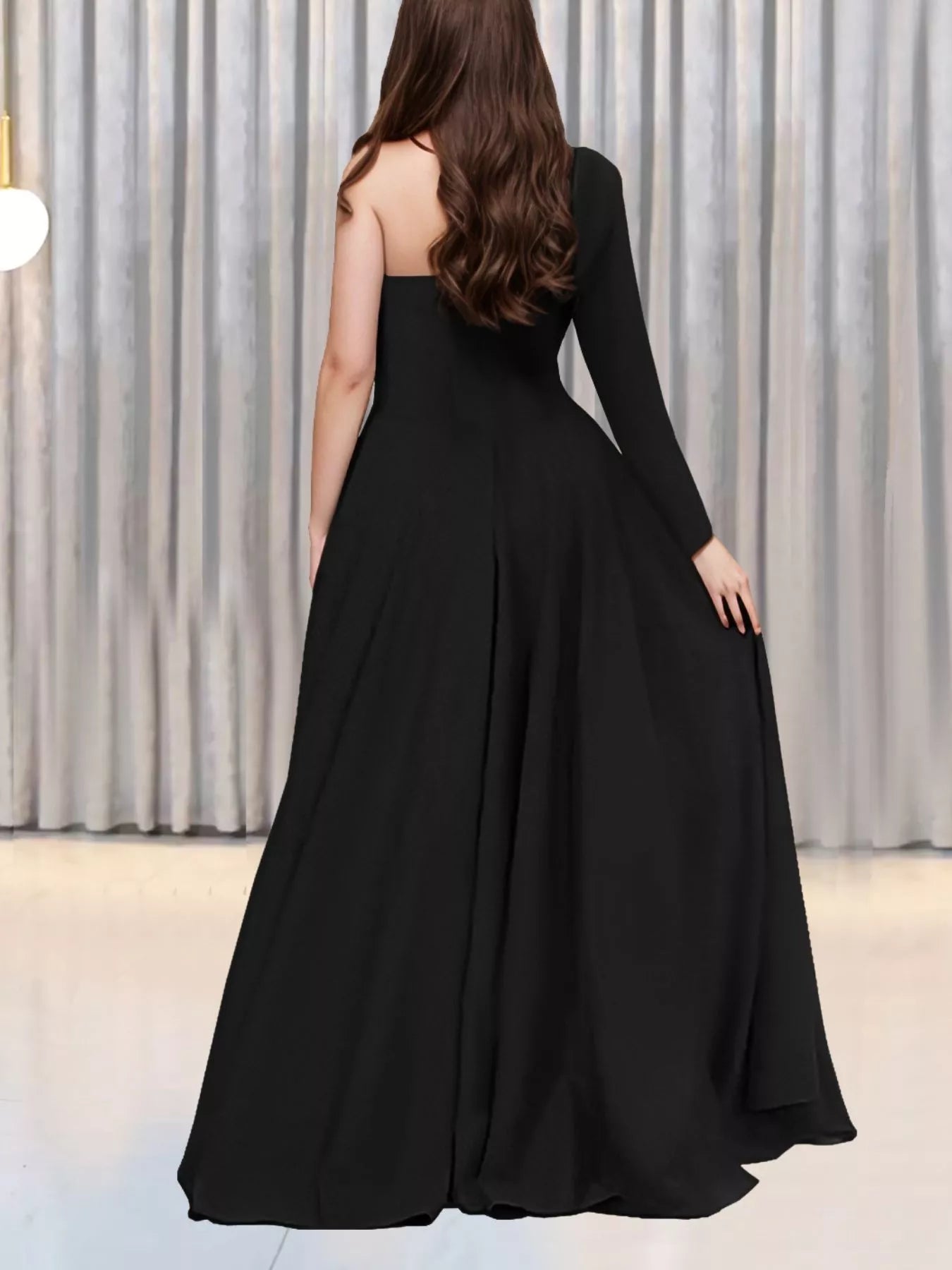 Trendsi Slit Rhinestone One Shoulder Maxi Dress -