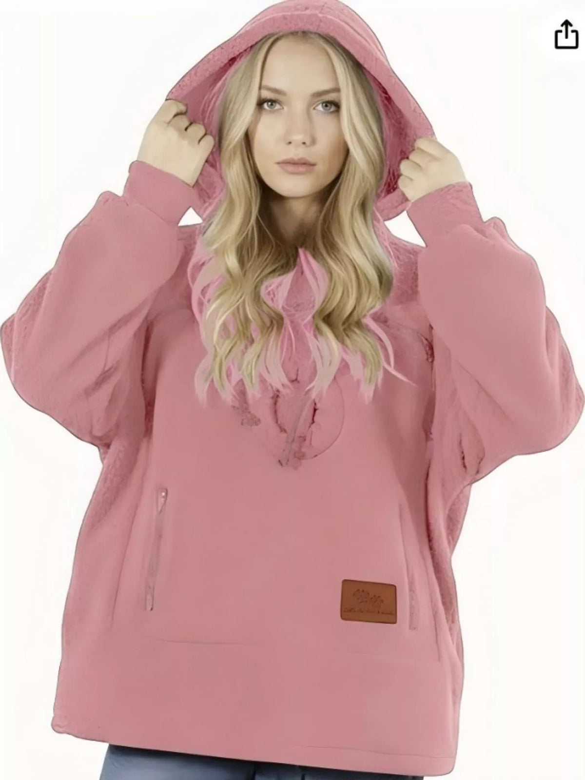 Pet-pouch hoodie, pink front