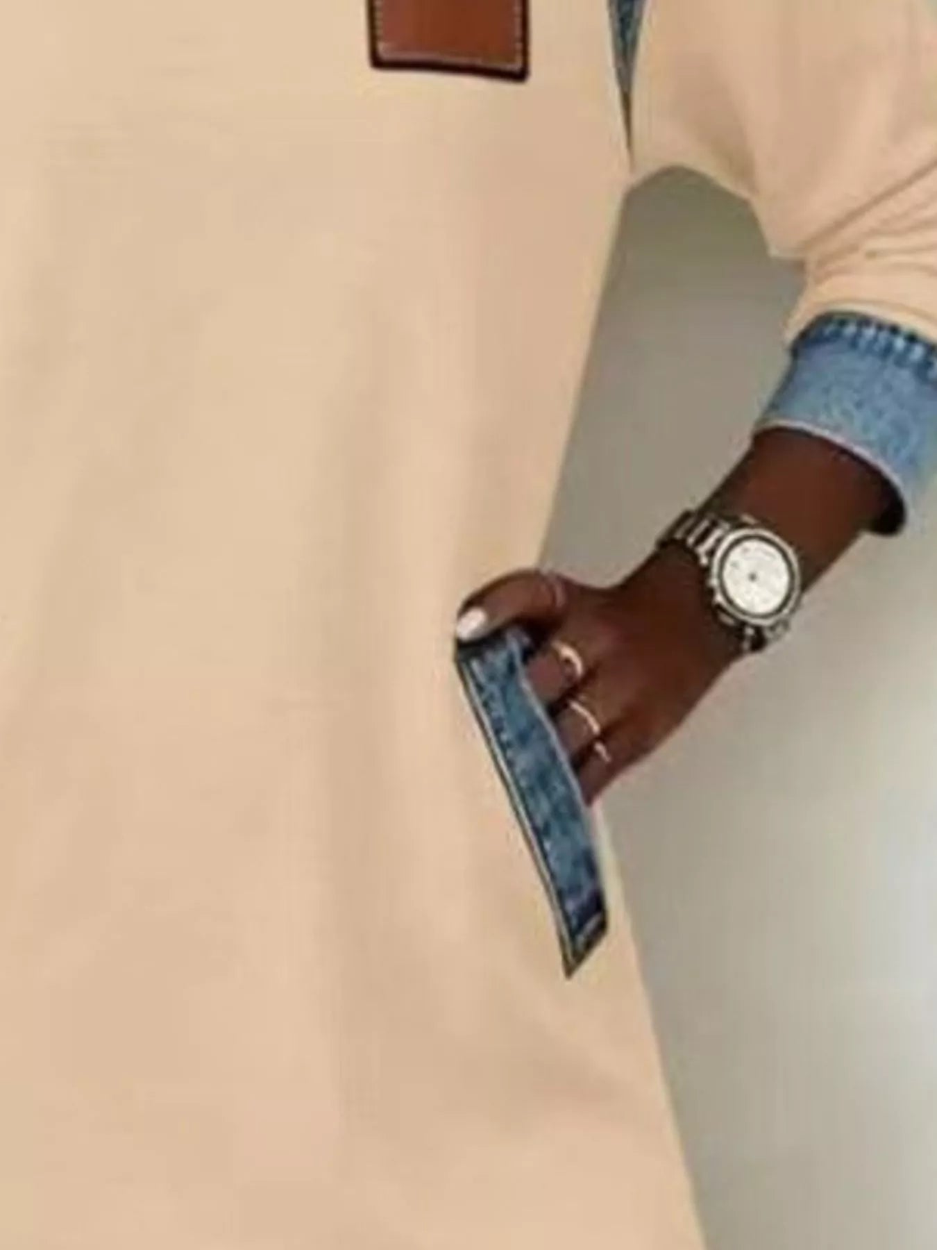 Trendsi Full Size Denim Patchwork Hooded Sweatshirt Dress Plus Size -