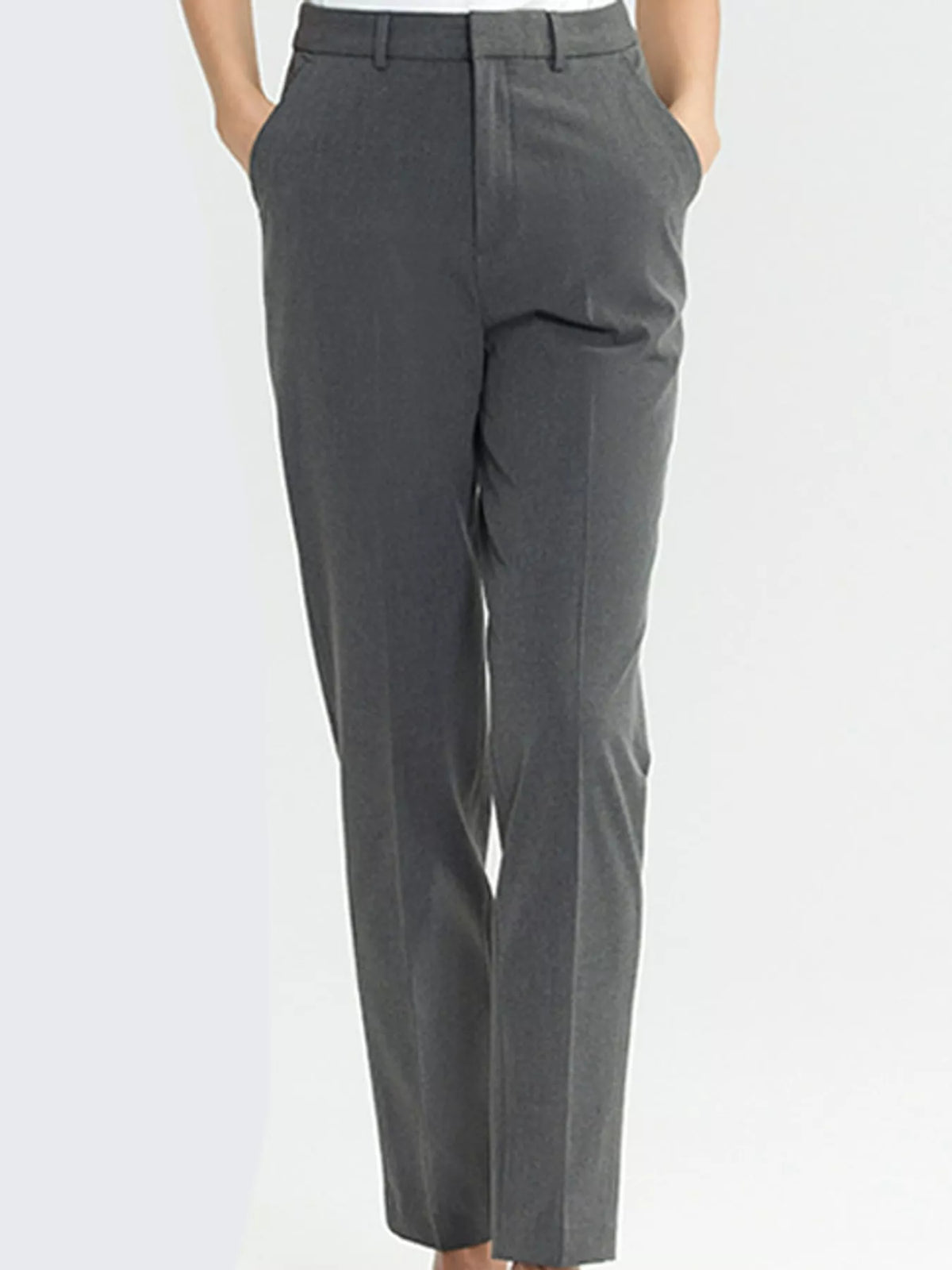 Straight-leg pants, gray front