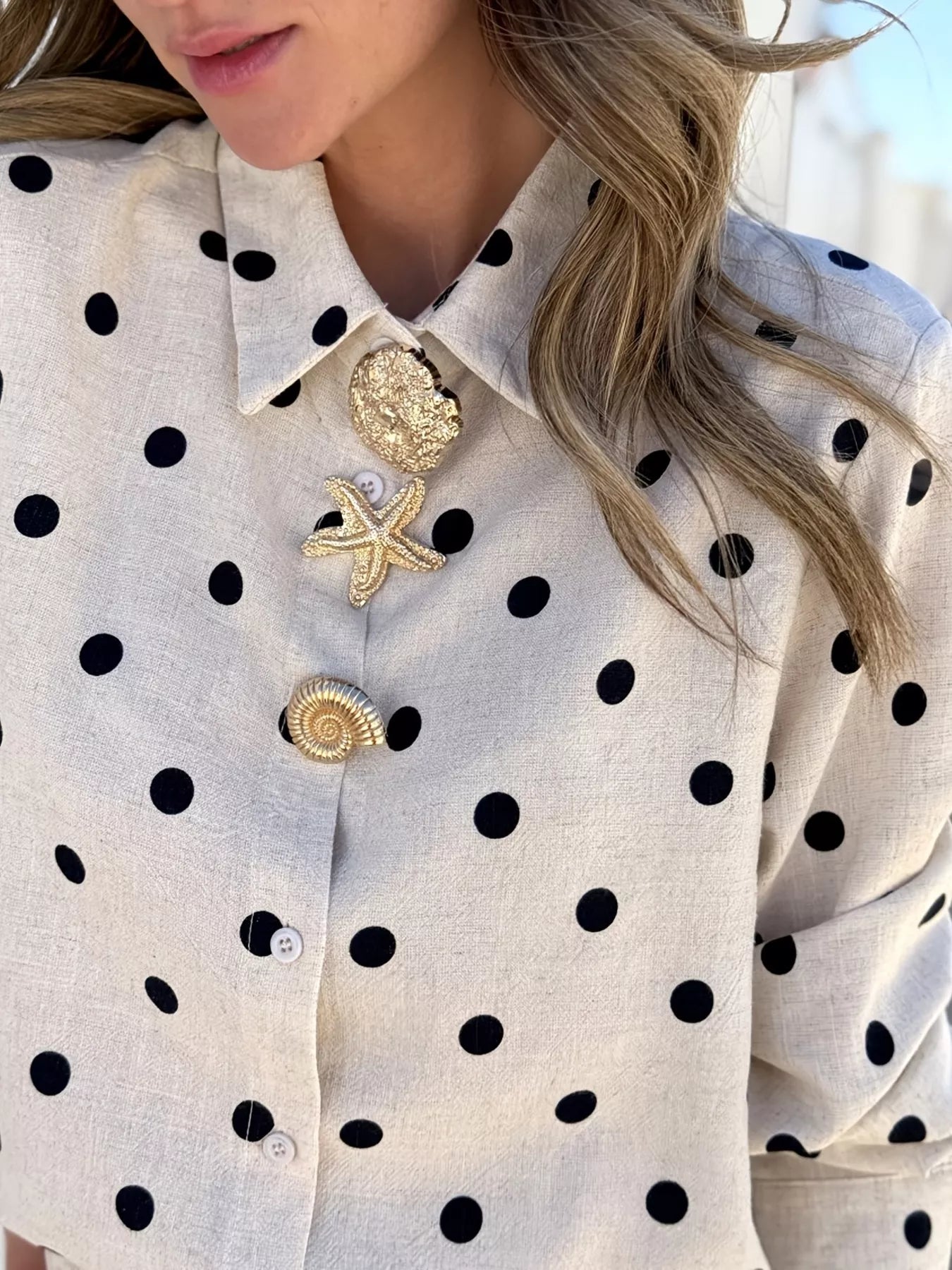 Trendsi Polka Dot Button Up Shirt -