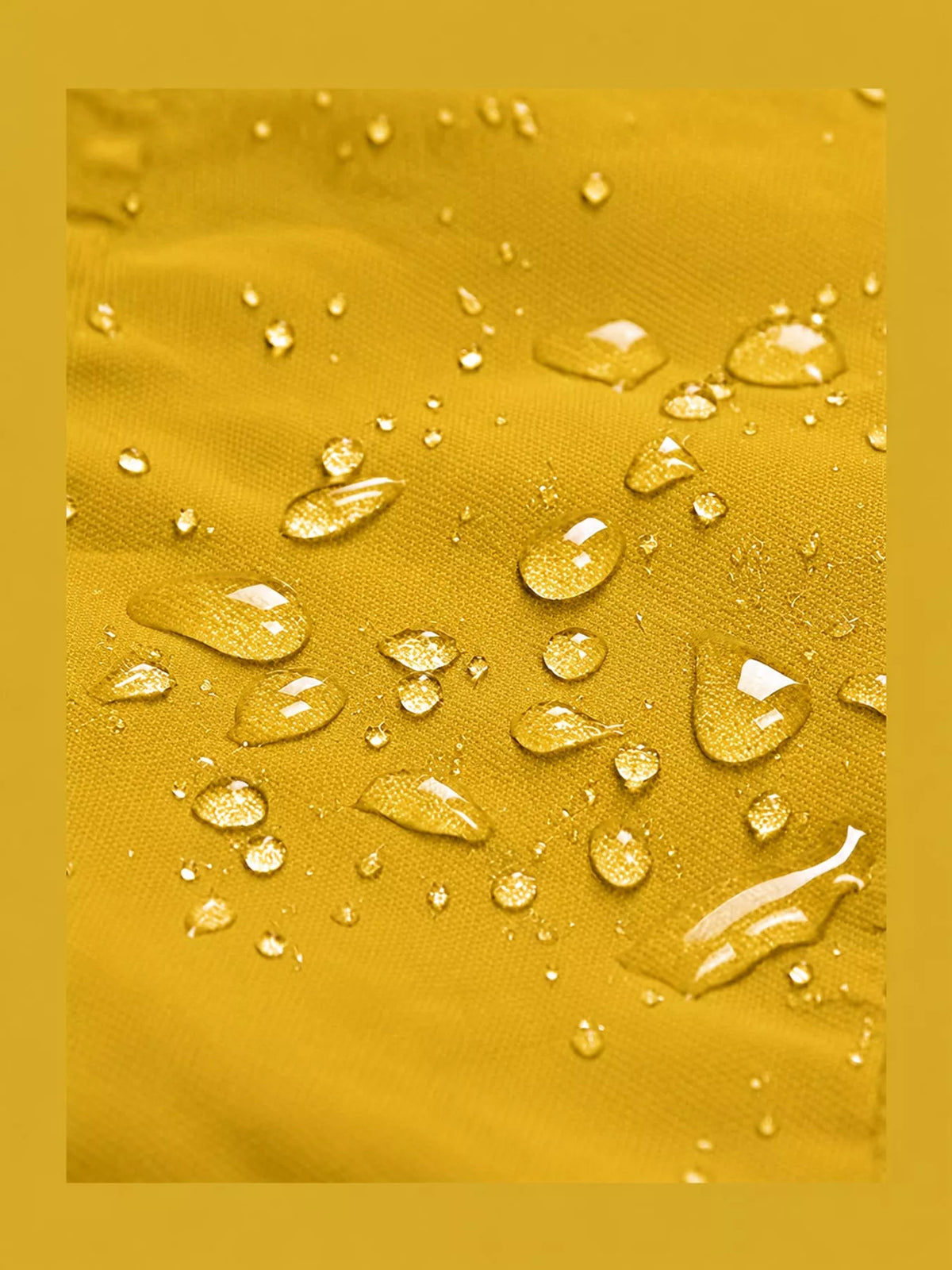 Yellow drawstring hooded jacket, detail view