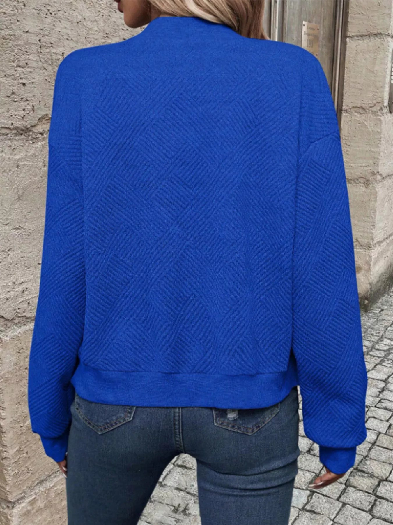 Trendsi Textured Knit Zip-Up Bomber Jacket -
