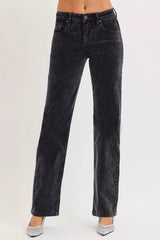Trendsi RISEN Tummy Control Mid Rise Straight Leg Corduroy Pants -