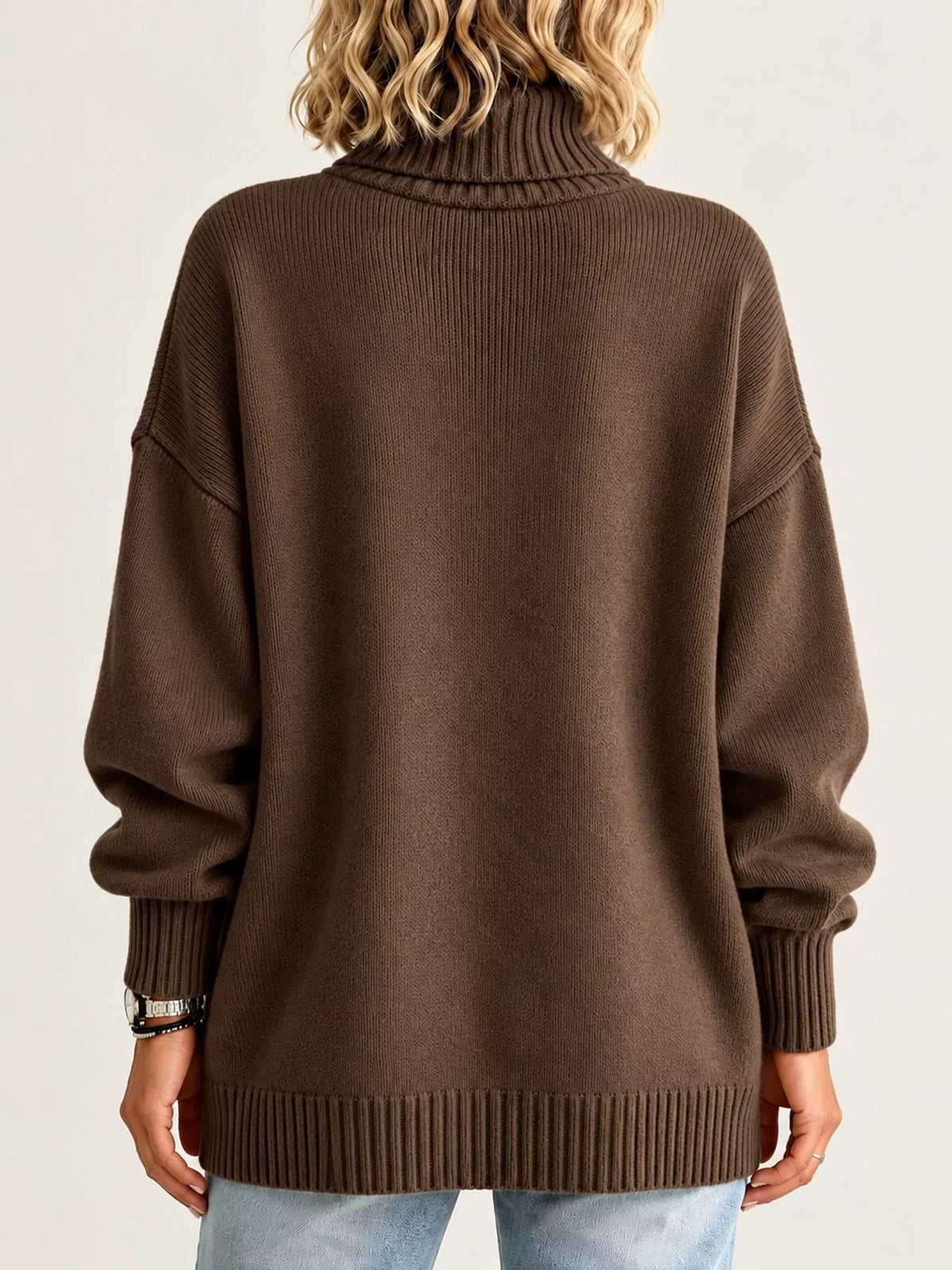 Oversized Turtleneck Pullover Sweater — back view