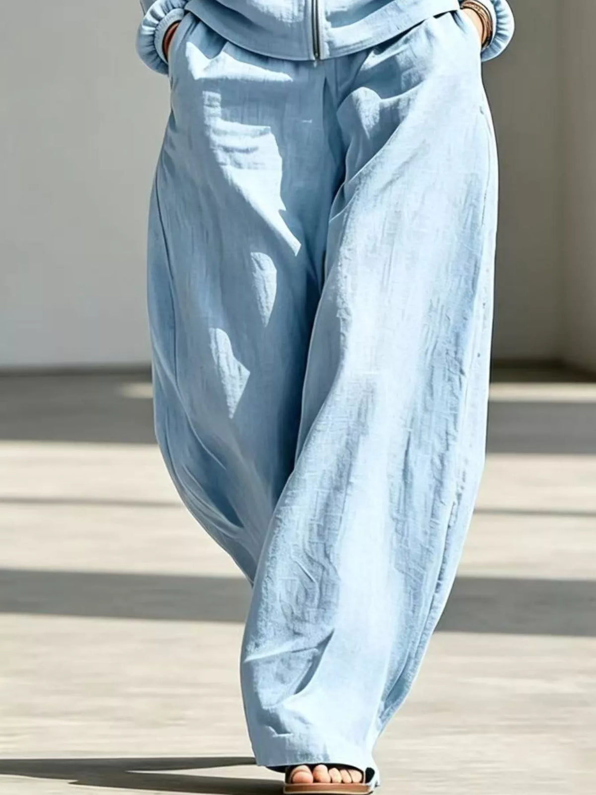 Jacket and pants set, blue pants detail