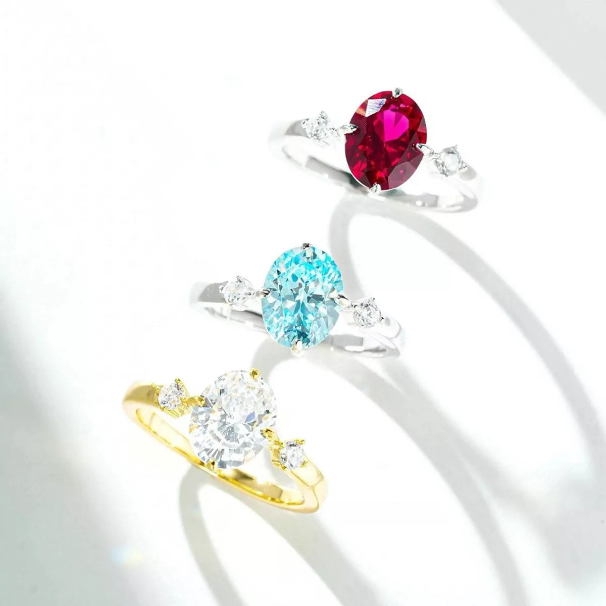 Trendsi 925 Sterling Silver Zircon Oval-Cut Ring -