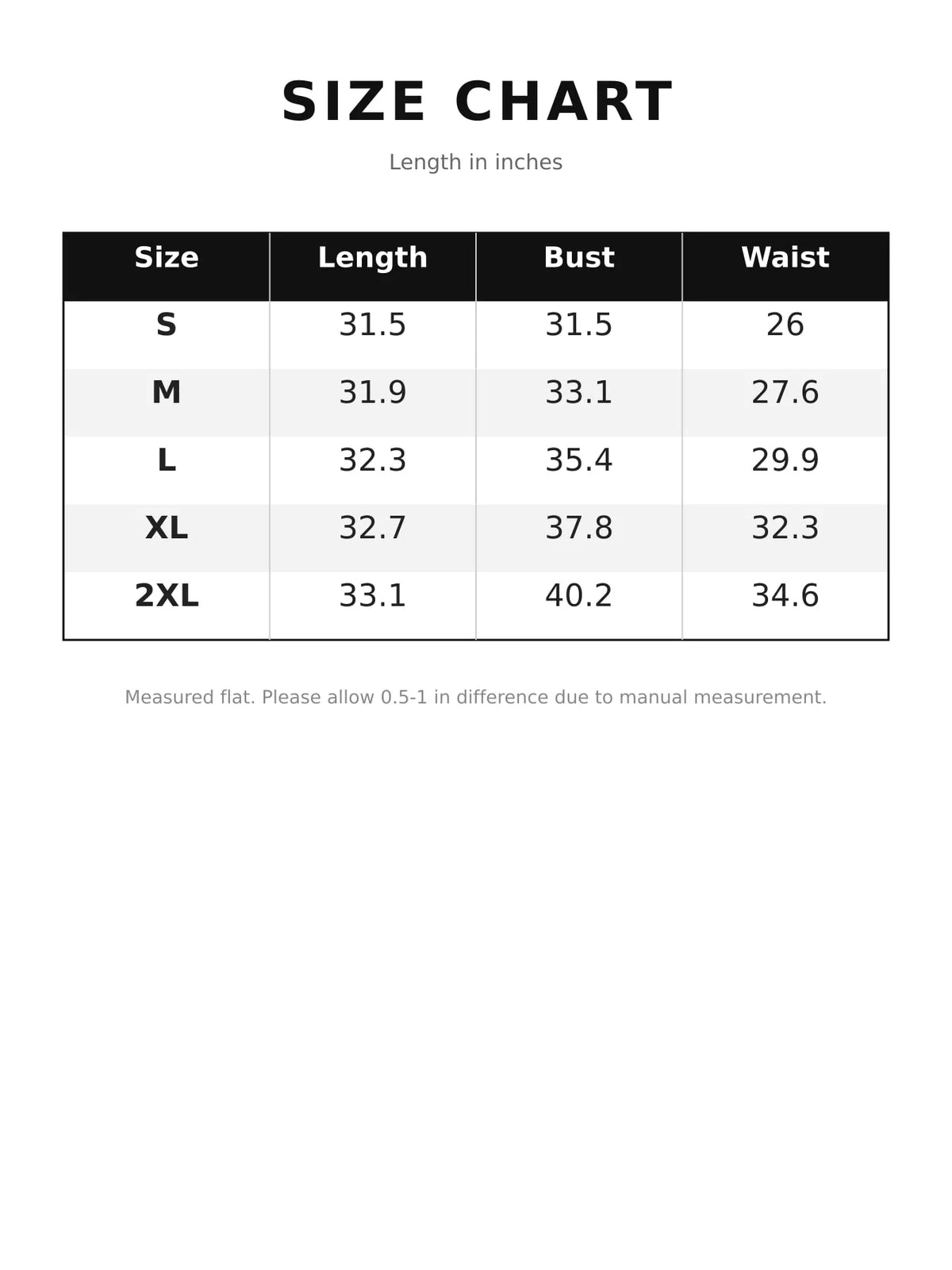 Scoop neck spaghetti-strap mini dress, size and measurement chart