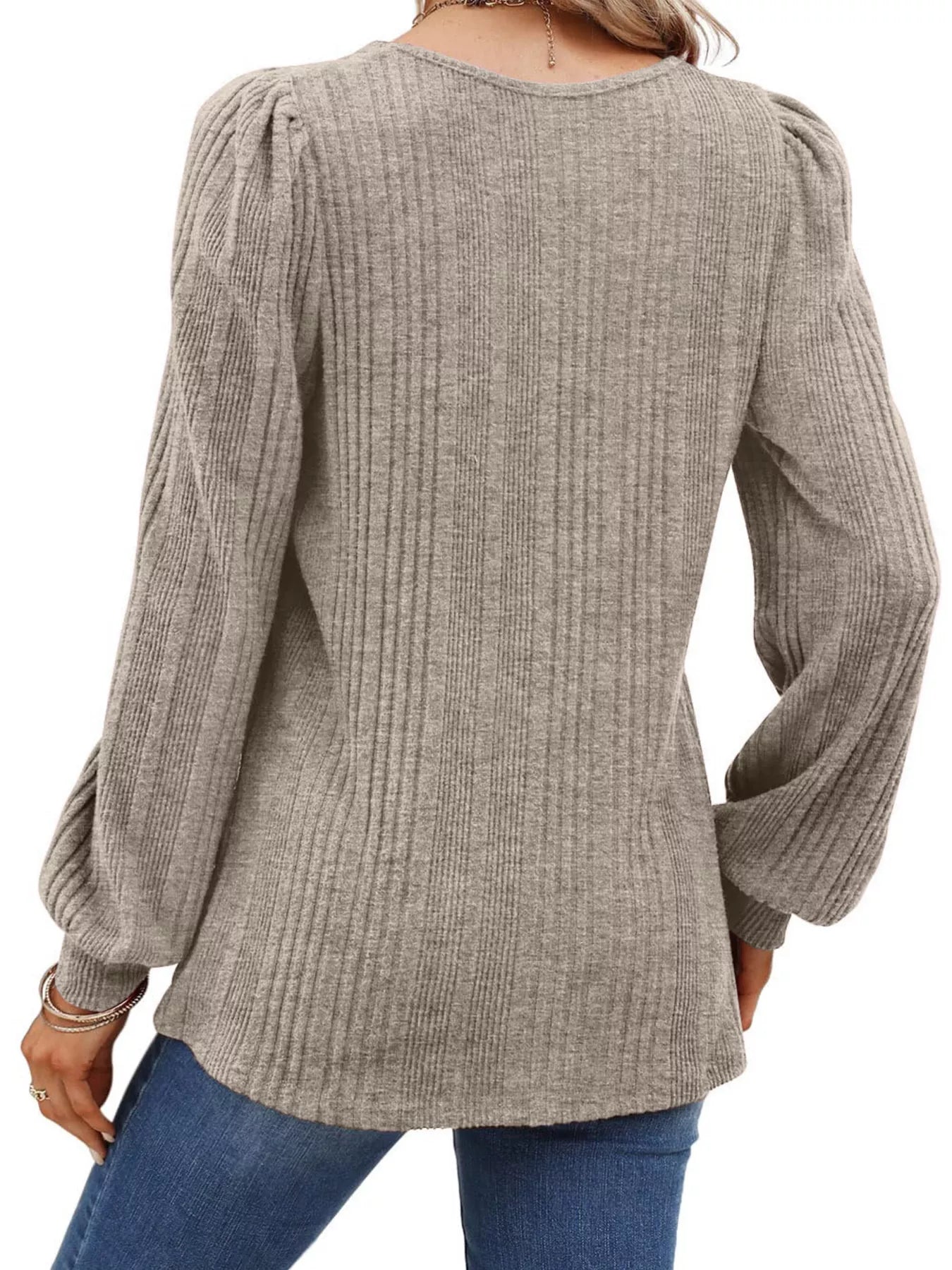 Trendsi Full Size Square Neck Ribbed Knit Top Plus Size -