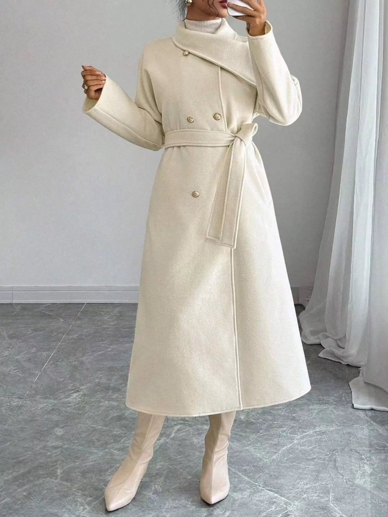 Trendsi Double-Breasted Longline Coat -