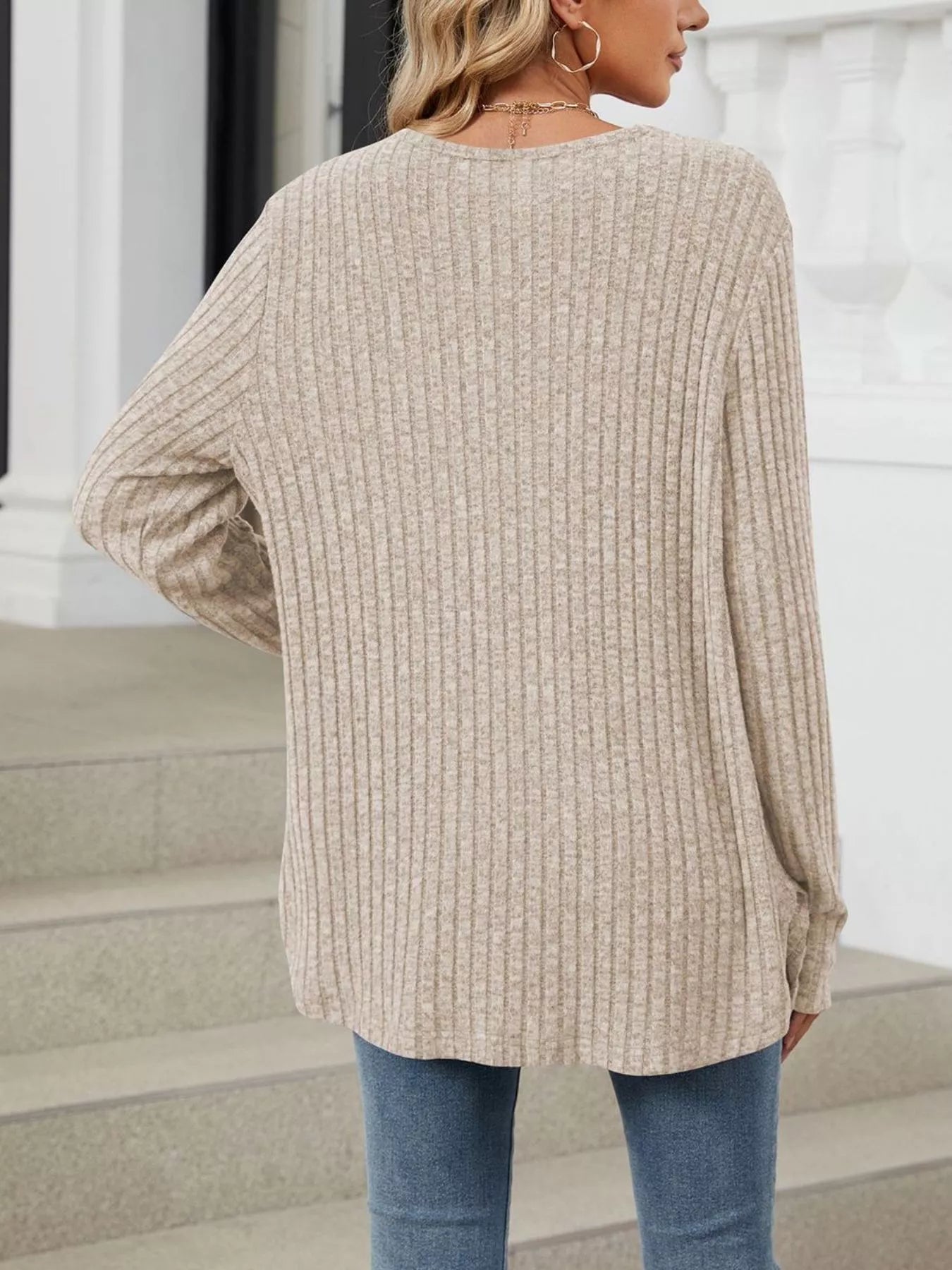 Trendsi Ribbed Button-Up Cardigan -