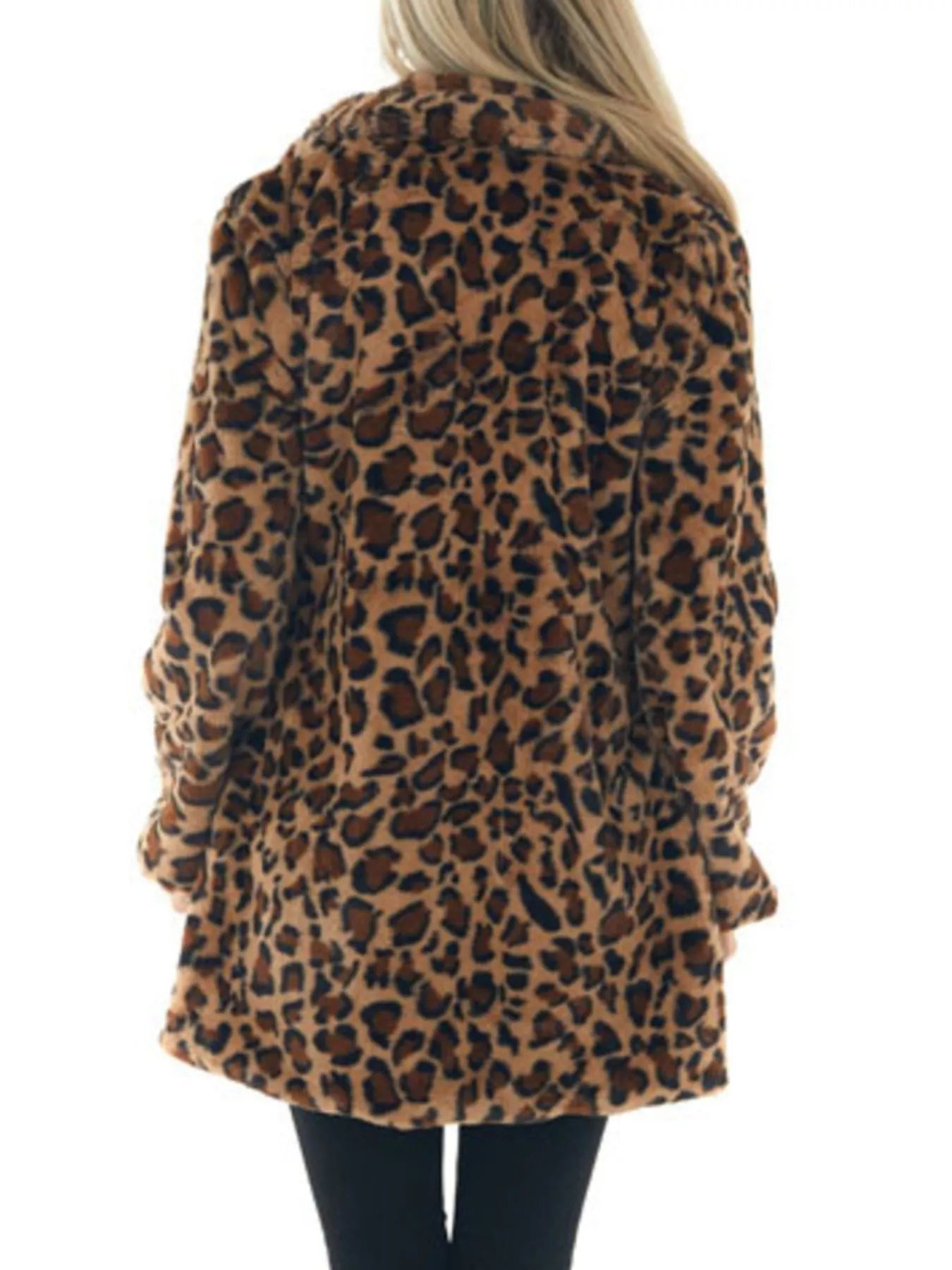 Trendsi Full Size Leopard Faux Fur Open Front Outerwear Plus Size -