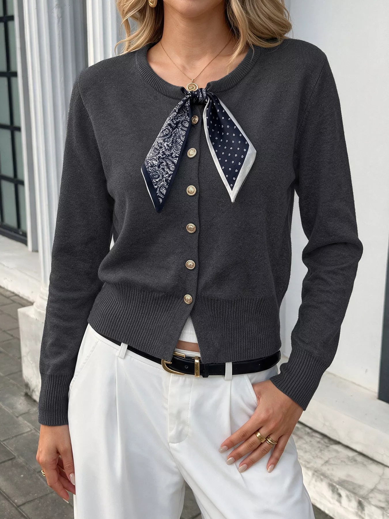 Trendsi Button-Down Knit Cardigan -