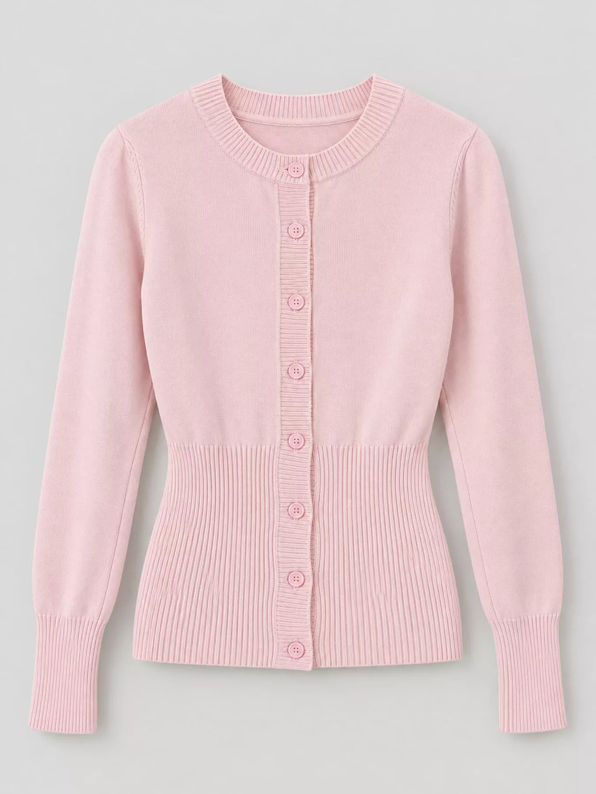 Slim-fit Ribbed Knit Button-Down Cardigan, front view