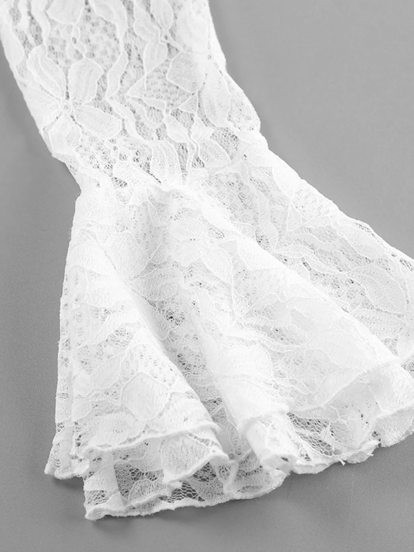 Trendsi Lace V-Neck Flare Sleeve Blouse -