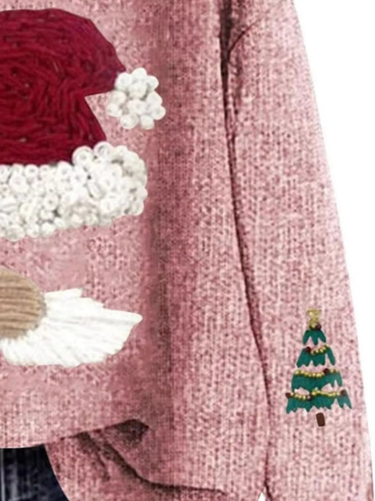 Christmas Graphic Dropped Shoulder Sweater in pink, graphic detail