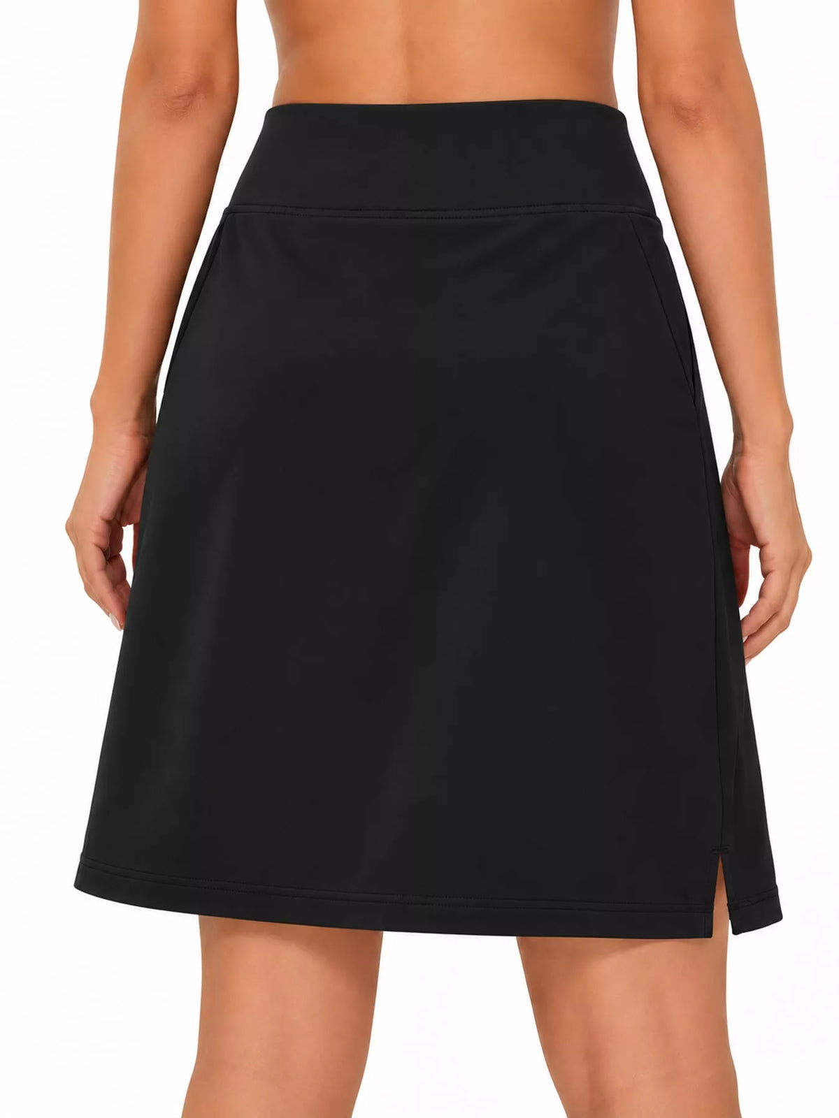High-Waisted Athletic Skort with Side Pockets — back view
