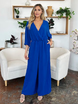 Trendsi Double Take Full Size Surplice Wide Leg Jumpsuit with Pockets -