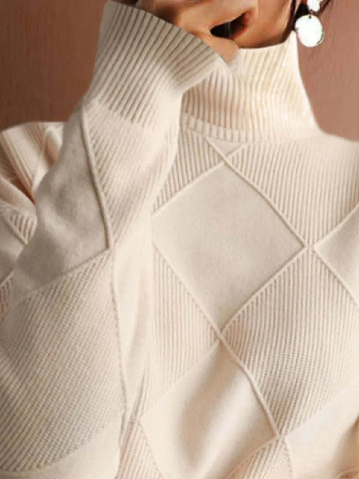 Trendsi Argyle Pattern Turtleneck Sweater -