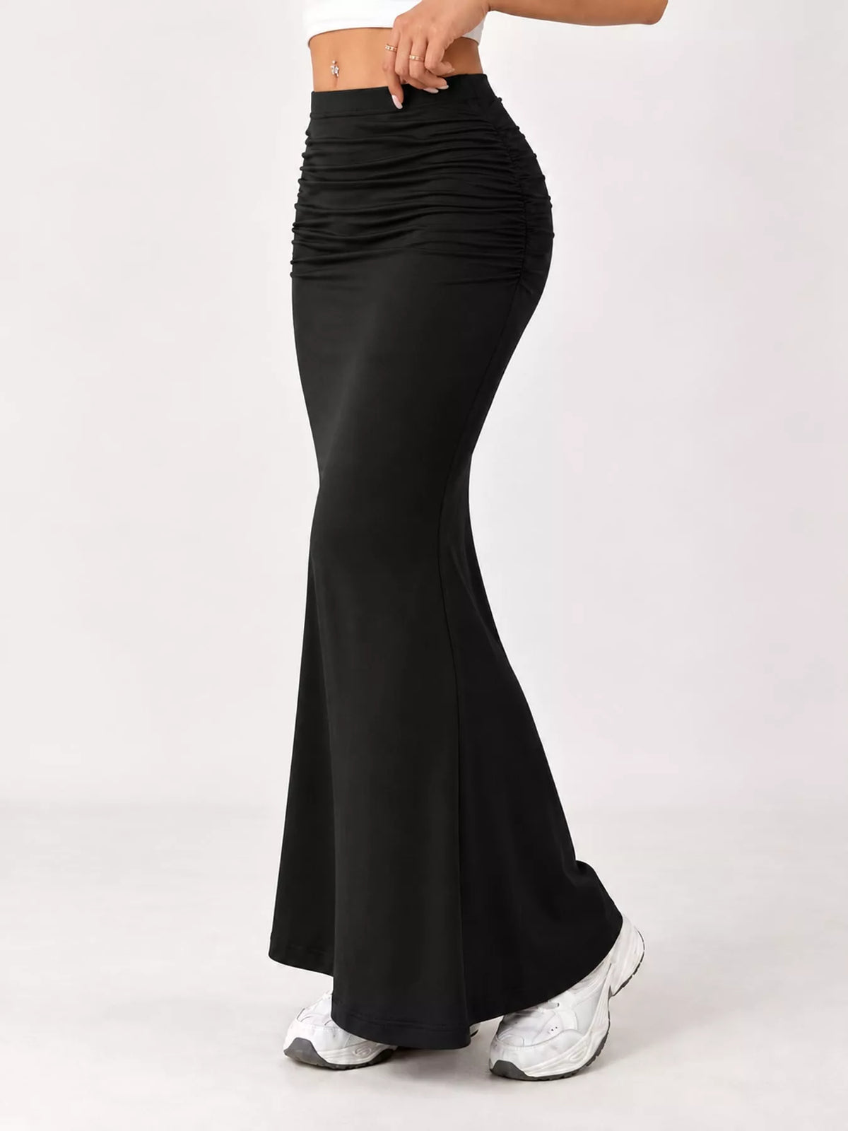 Ruched Maxi Skirt — front view