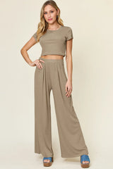 Trendsi Double Take Full Size Round Neck Top and Pants Set -