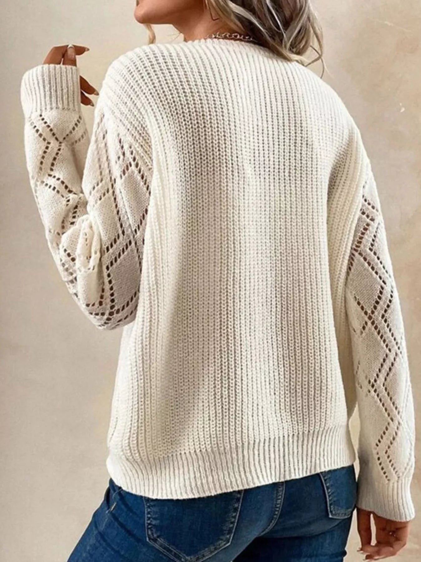 Trendsi Openwork V-Neck Sweater -